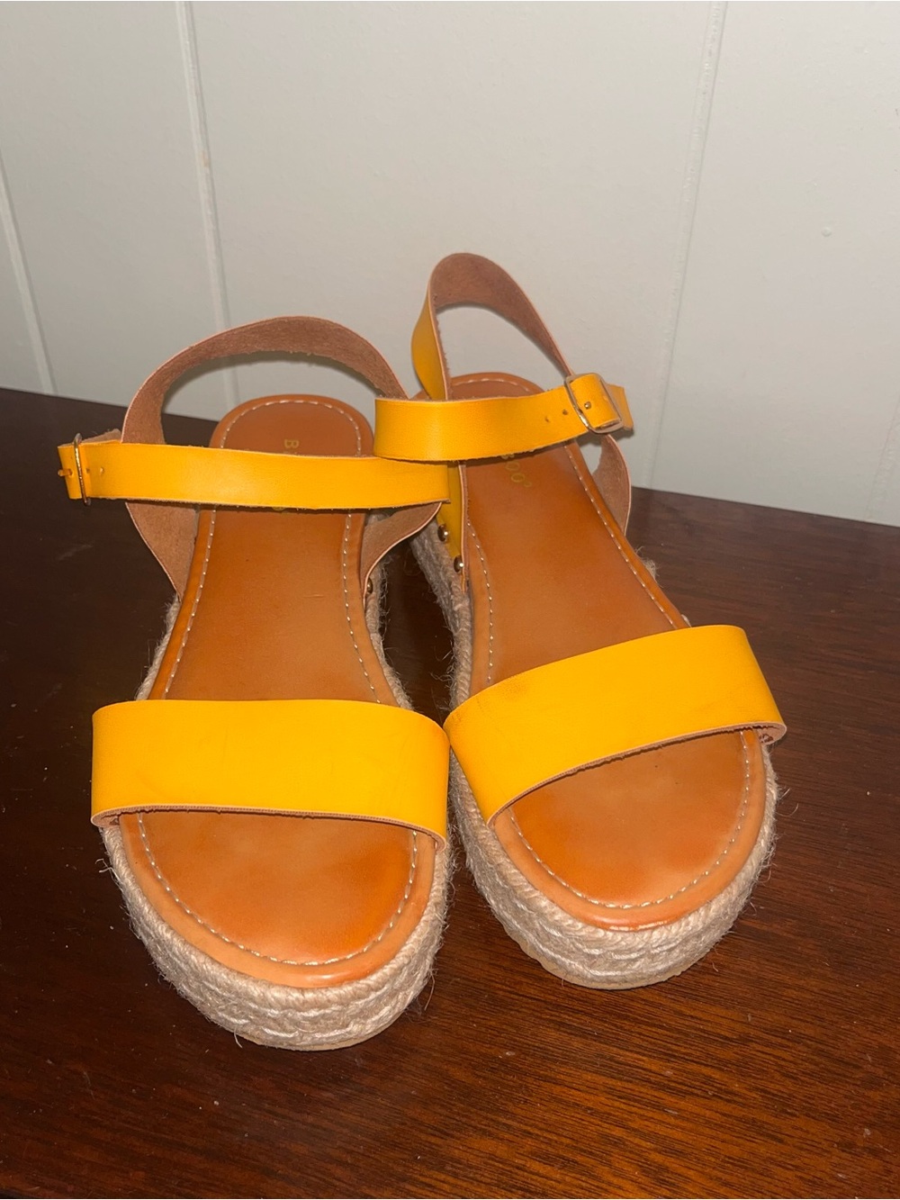 BAMBOO Yellow Platform Espadrille Sandals